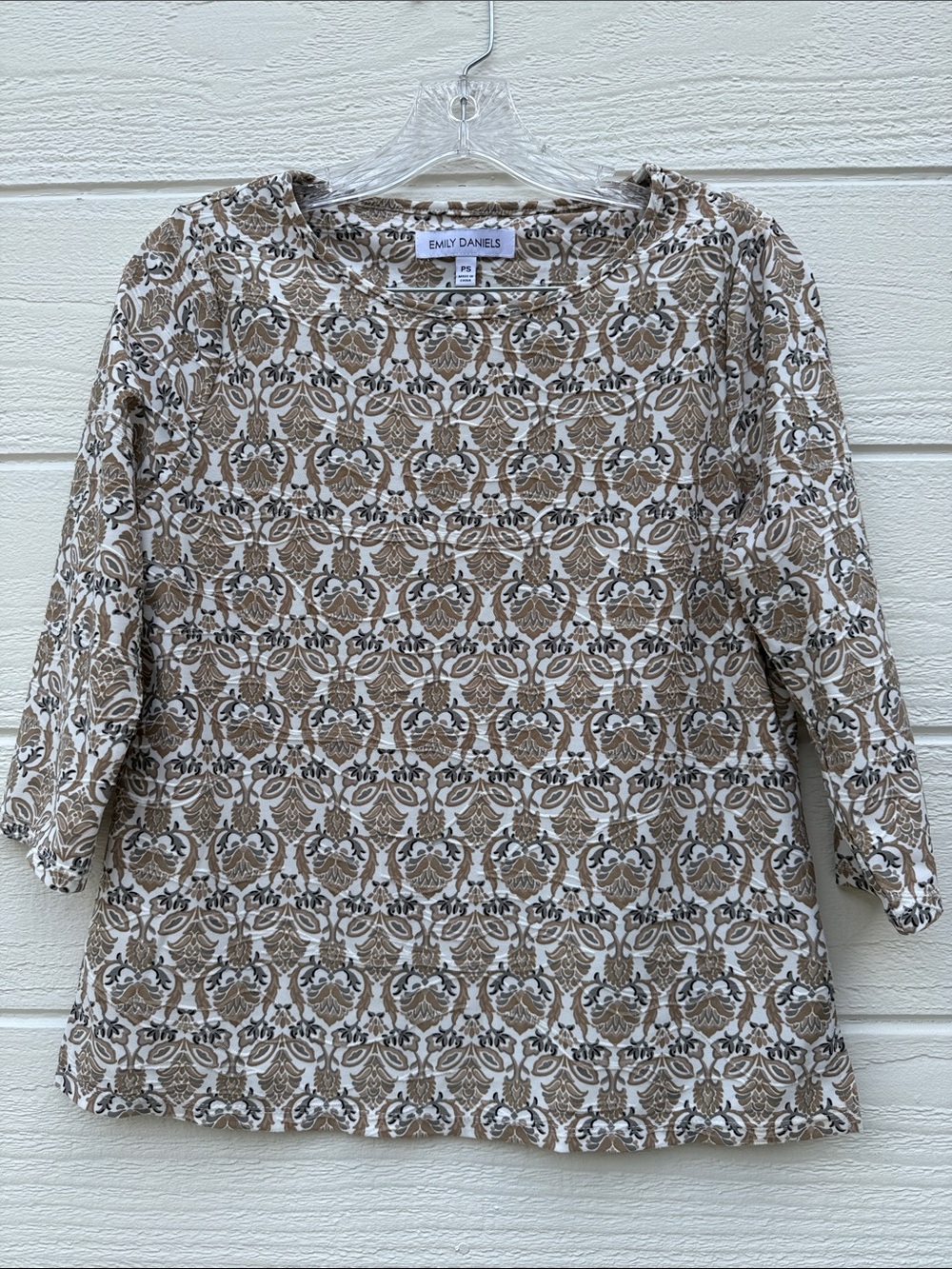 Emily Daniels Taupe Patterned Women's Tunic Top